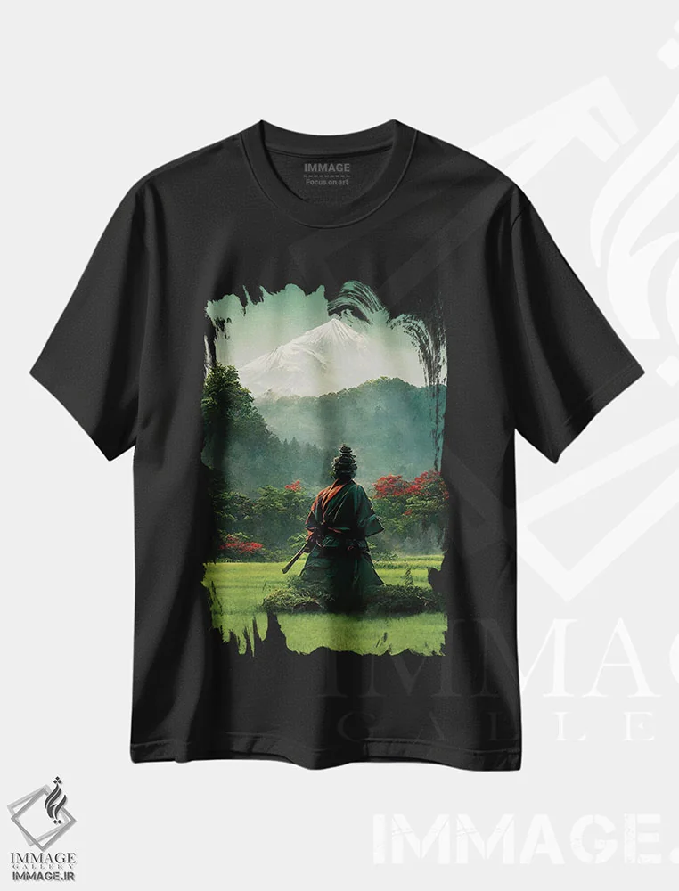تیشرت مشکی طرح دار سامورایی V، هنر دیجیتال اثر دورو آرت | فروشگاه ایماژ