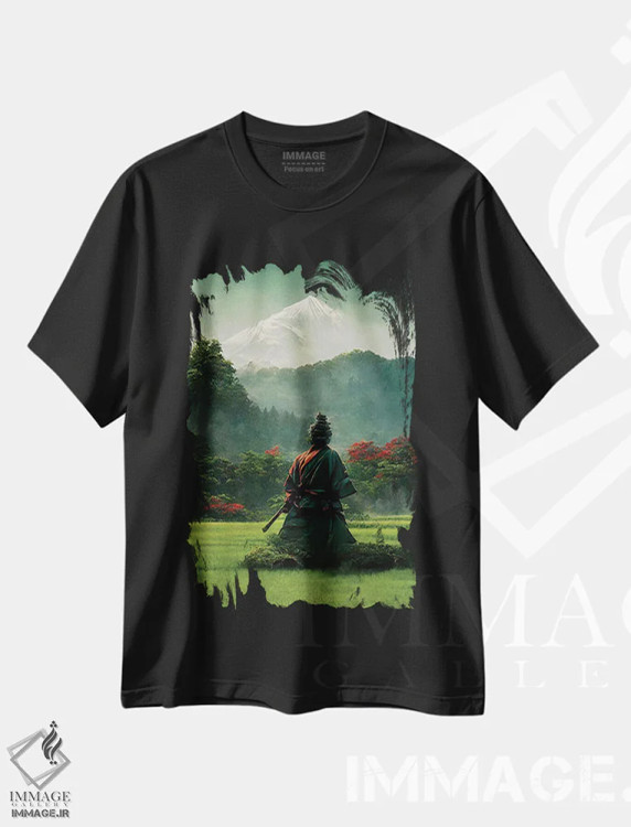 تیشرت مشکی طرح دار سامورایی V، هنر دیجیتال اثر دورو آرت | فروشگاه ایماژ