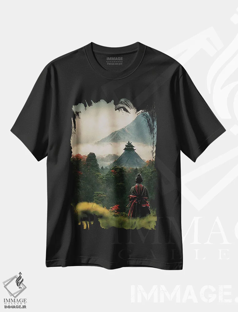 تیشرت مشکی طرح دار سامورایی IV، هنر دیجیتال اثر دورو آرت | immage.ir