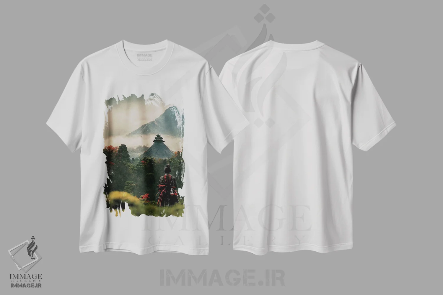 تیشرت سفید طرح دار سامورایی IV، هنر دیجیتال اثر دورو آرت | فروشگاه ایماژ