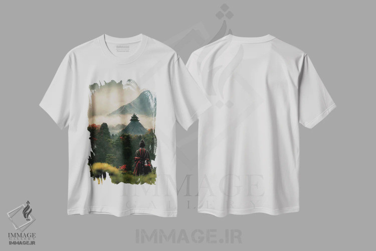 تیشرت سفید طرح دار سامورایی IV، هنر دیجیتال اثر دورو آرت | فروشگاه ایماژ