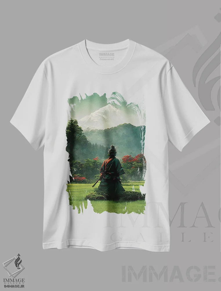تیشرت سفید طرح دار سامورایی V، هنر دیجیتال اثر دورو آرت | immage.ir