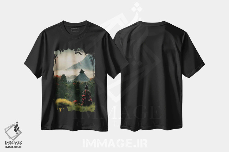 تیشرت مشکی طرح دار سامورایی IV، هنر دیجیتال اثر دورو آرت | immage.ir