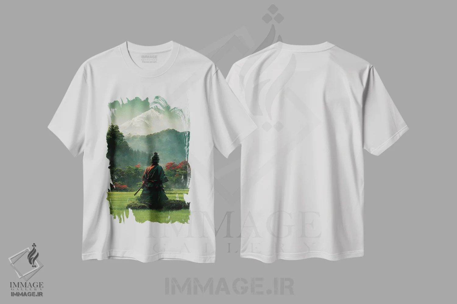 تیشرت سفید طرح دار سامورایی V، هنر دیجیتال اثر دورو آرت | immage.ir