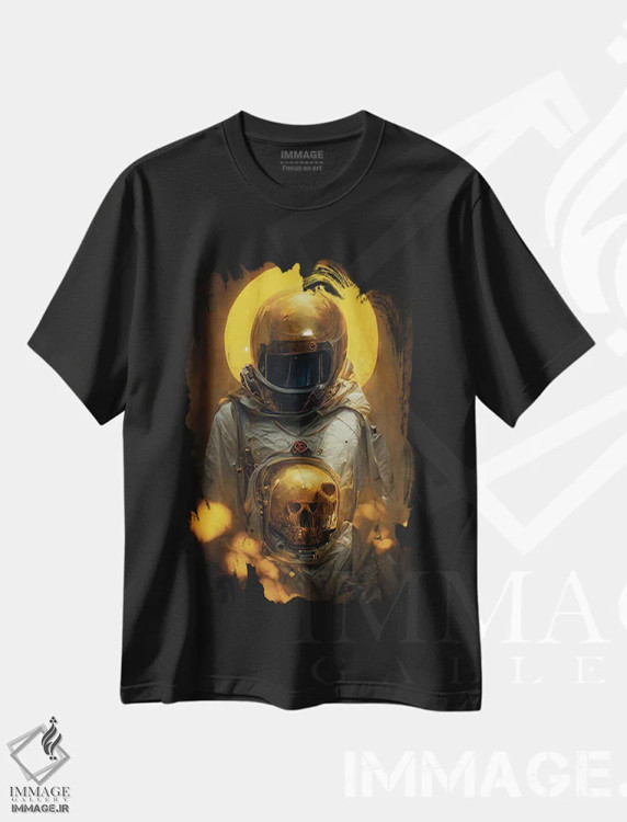 تیشرت مشکی طرح دار فضانورد مرده، هنر دیجیتال اثر دورو آرت | فروشگاه ایماژ