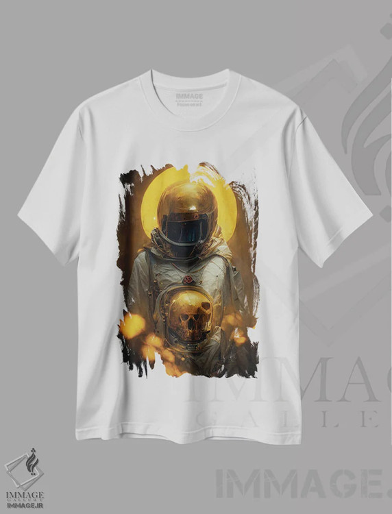 تیشرت سفید طرح دار فضانورد مرده، هنر دیجیتال اثر دورو آرت | immage.ir