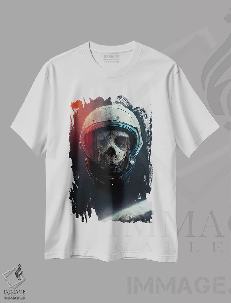 تیشرت سفید طرح دار فضانورد مرده II، هنر دیجیتال اثر دورو آرت | فروشگاه ایماژ