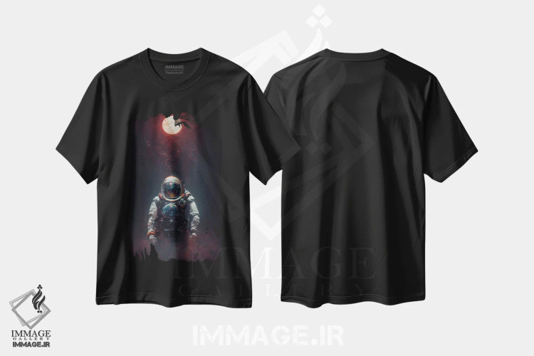 تیشرت مشکی طرح دار فضانورد مرده IV، هنر دیجیتال اثر دورو آرت | immage.ir