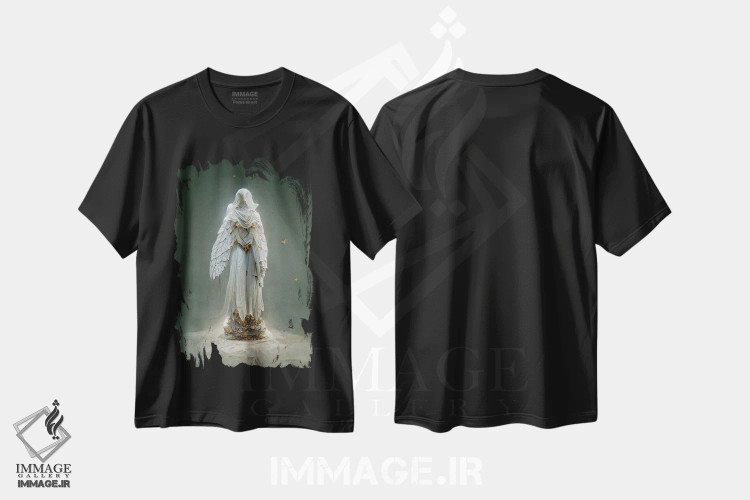 تیشرت مشکی طرح دار مجسمه فرشته III، هنر دیجیتال اثر دورو آرت | فروشگاه ایماژ