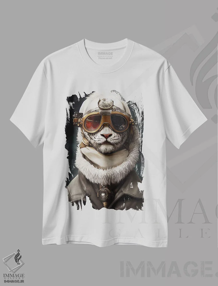 تیشرت سفید طرح دار ببر سفید، هنر دیجیتال اثر دورو آرت | فروشگاه ایماژ
