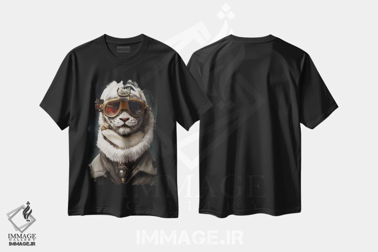 تیشرت مشکی طرح دار ببر سفید، هنر دیجیتال اثر دورو آرت | immage.ir