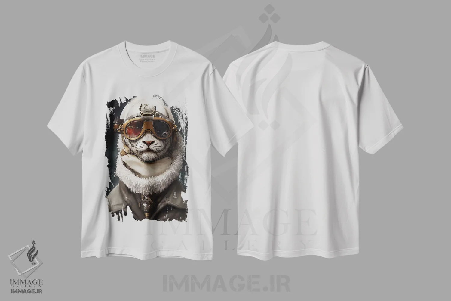 تیشرت سفید طرح دار ببر سفید، هنر دیجیتال اثر دورو آرت | فروشگاه ایماژ
