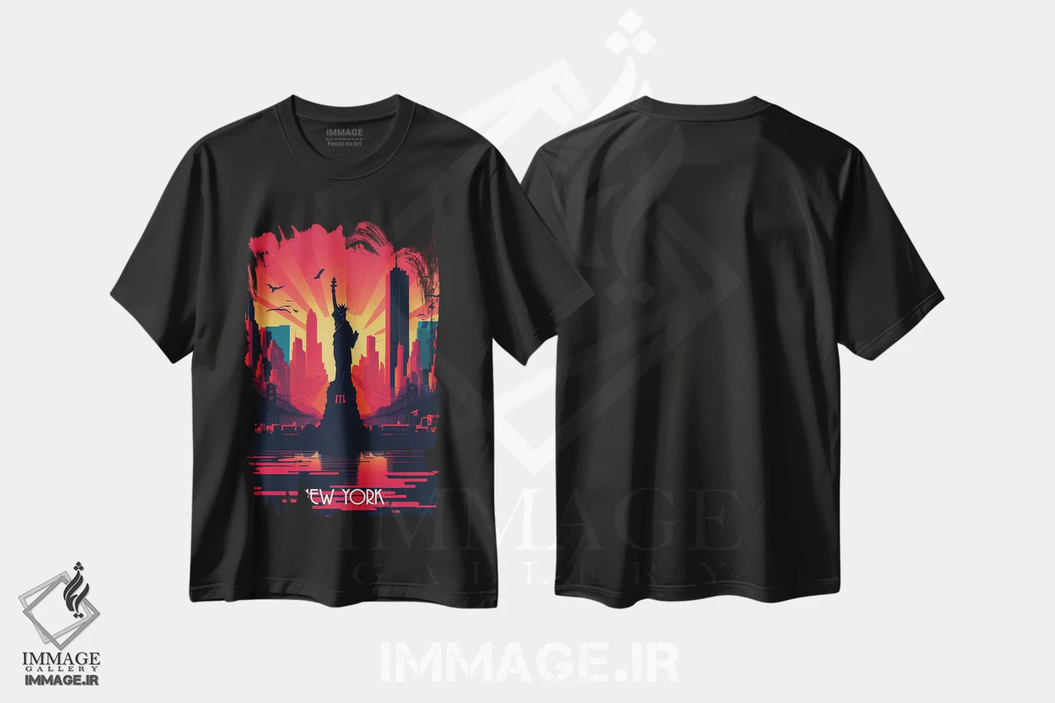 تیشرت مشکی طرح دار شهر نیویورک، هنر دیجیتال اثر دورو آرت | فروشگاه ایماژ