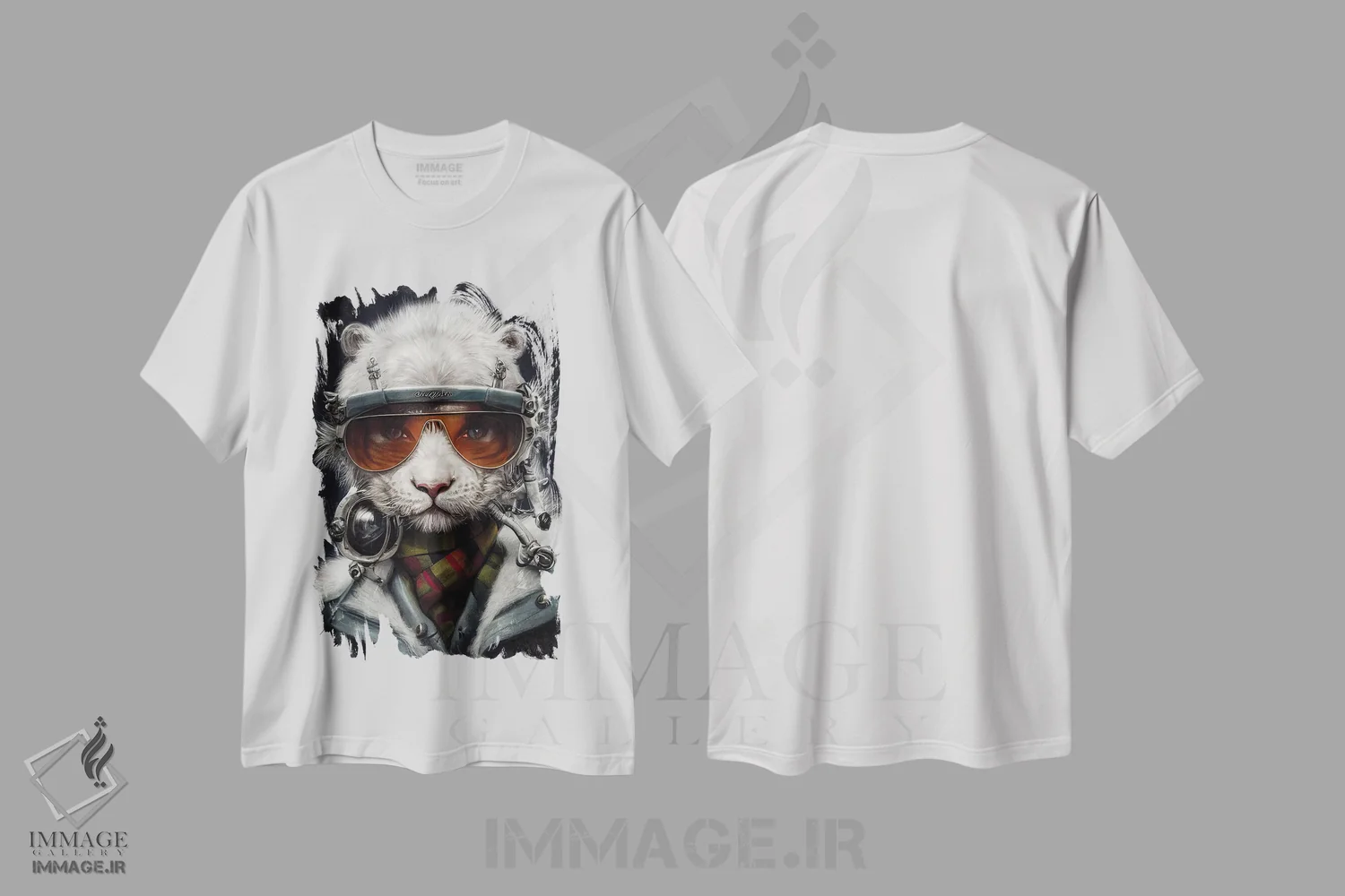 تیشرت سفید طرح دار ببر سفید II، هنر دیجیتال اثر دورو آرت | immage.ir