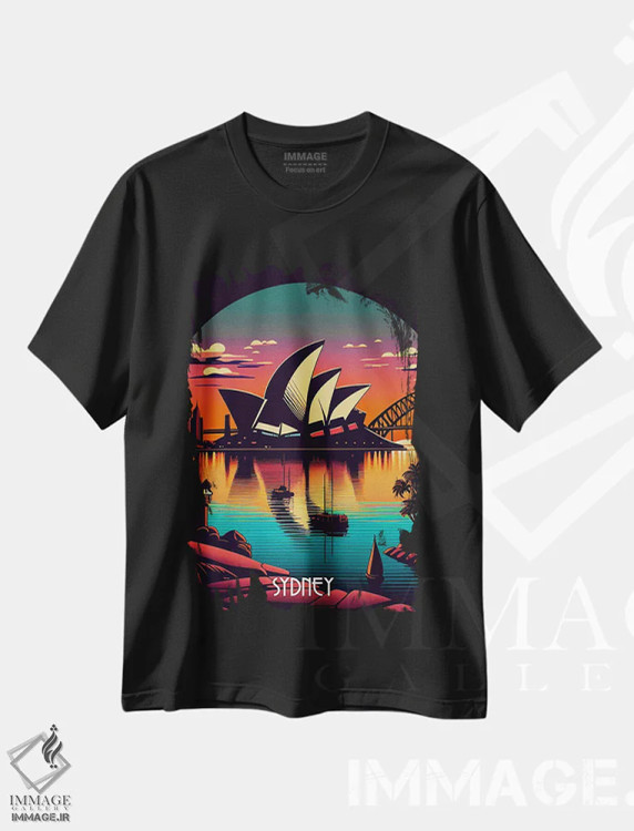 تیشرت مشکی طرح دار شهر سیدنی، هنر دیجیتال اثر دورو آرت | immage.ir