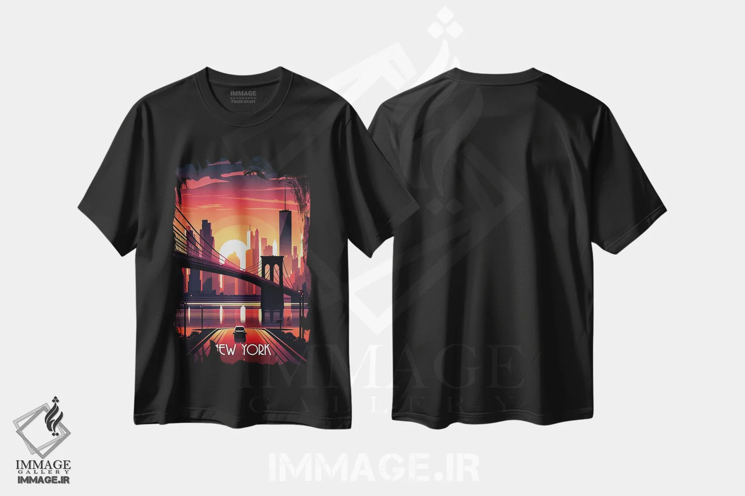 تیشرت مشکی طرح دار شهر نیویورک II، هنر دیجیتال اثر دورو آرت | فروشگاه ایماژ