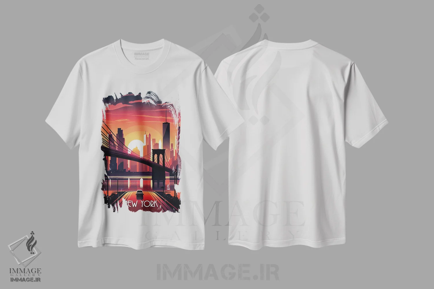 تیشرت سفید طرح دار شهر نیویورک II، هنر دیجیتال اثر دورو آرت | immage.ir