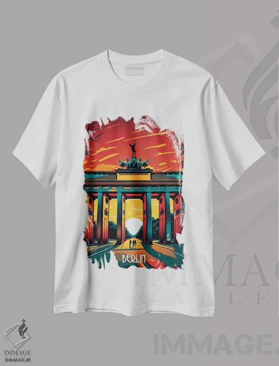 تیشرت سفید طرح دار شهر برلین، هنر دیجیتال اثر دورو آرت | immage.ir