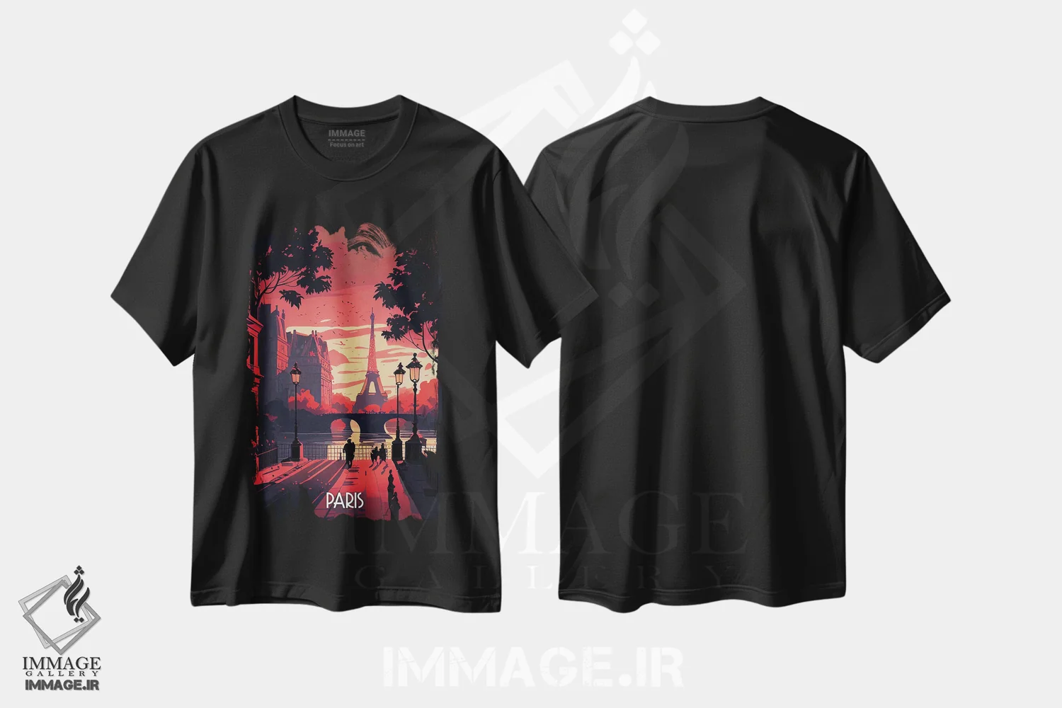 تیشرت مشکی طرح دار شهر پاریس II، هنر دیجیتال اثر دورو آرت | immage.ir