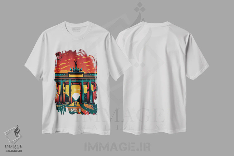 تیشرت سفید طرح دار شهر برلین، هنر دیجیتال اثر دورو آرت | immage.ir