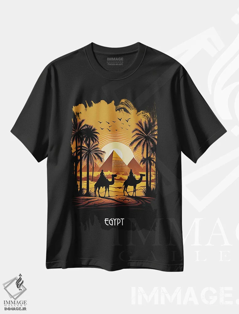 تیشرت مشکی طرح دار پوستر مصر، هنر دیجیتال اثر دورو آرت | immage.ir