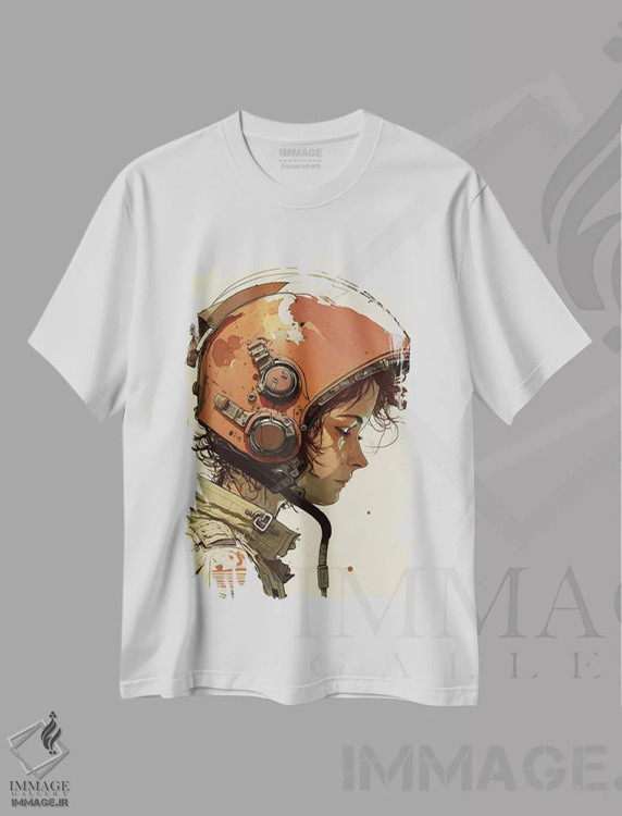 تیشرت سفید طرح دار دختر فضانورد، هنر دیجیتال اثر دورو آرت | فروشگاه ایماژ
