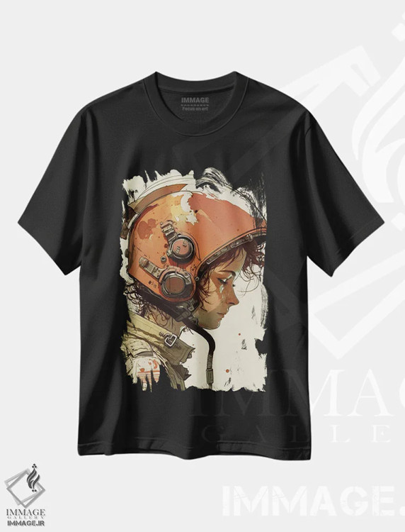 تیشرت مشکی طرح دار دختر فضانورد، هنر دیجیتال اثر دورو آرت | immage.ir