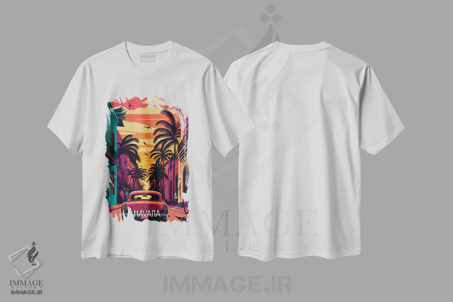 تیشرت سفید طرح دار شهر هاوانا، هنر دیجیتال اثر دورو آرت | immage.ir
