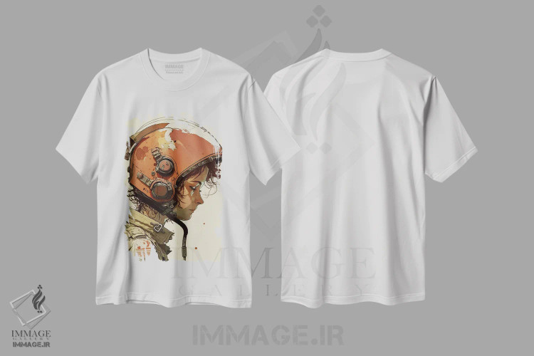 تیشرت سفید طرح دار دختر فضانورد، هنر دیجیتال اثر دورو آرت | فروشگاه ایماژ