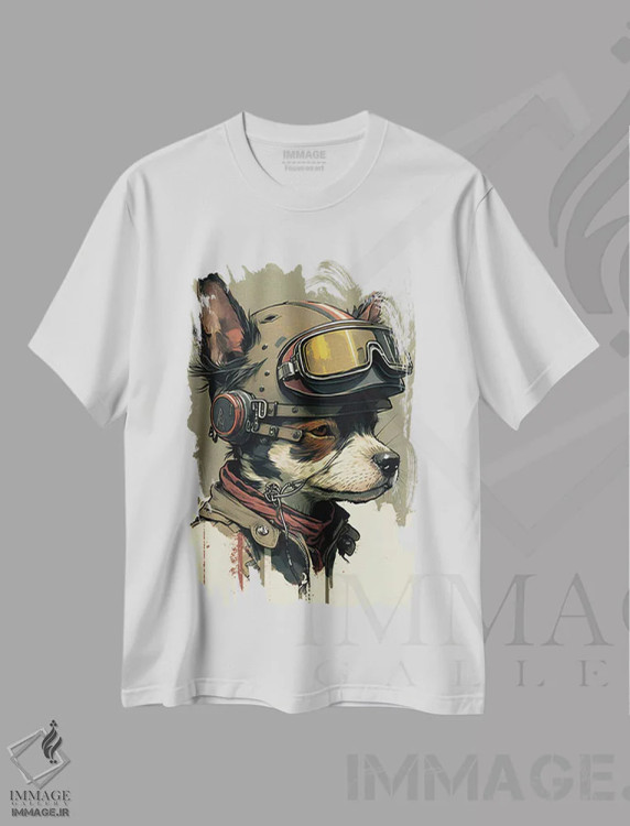 تیشرت سفید طرح دار سگ مسابقه ای، هنر دیجیتال اثر دورو آرت | immage.ir