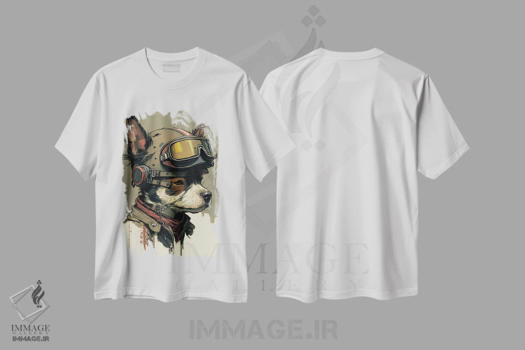 تیشرت سفید طرح دار سگ مسابقه ای، هنر دیجیتال اثر دورو آرت | immage.ir