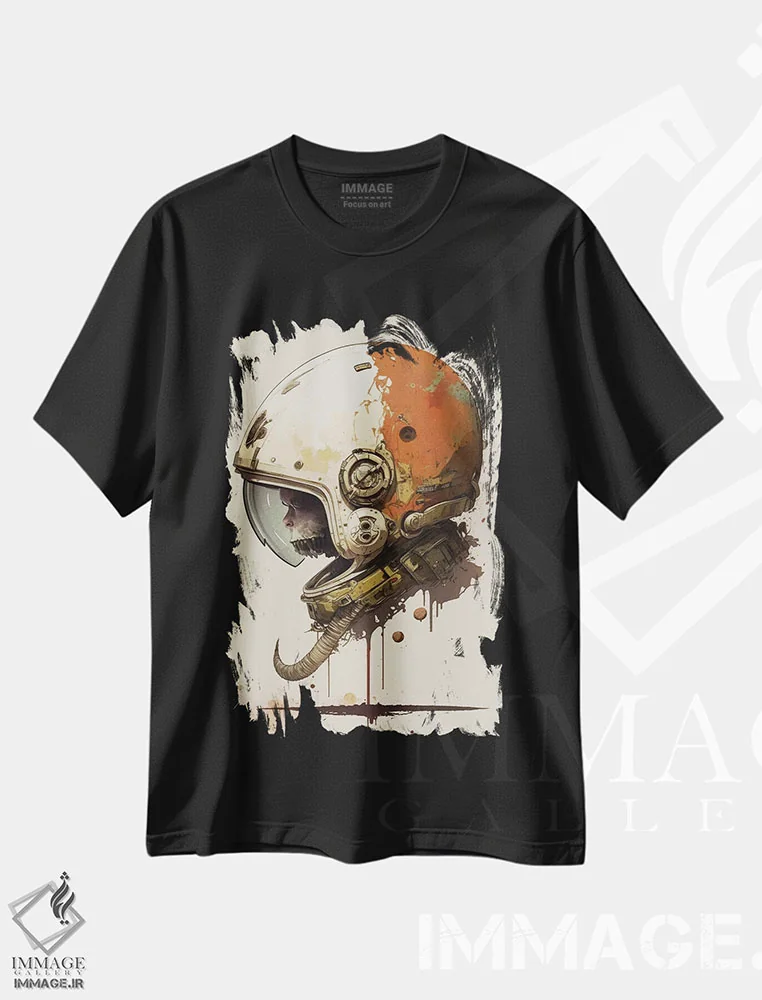 تیشرت مشکی طرح دار کلاه خود جمجمه، هنر دیجیتال اثر دورو آرت | فروشگاه ایماژ