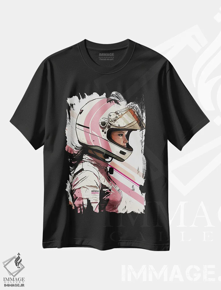 تیشرت مشکی طرح دار دختر مسابقه ای، هنر دیجیتال اثر دورو آرت | immage.ir