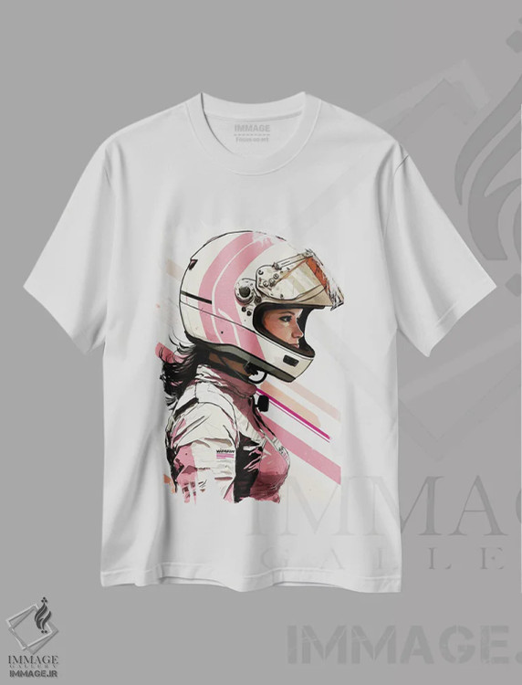 تیشرت سفید طرح دار دختر مسابقه ای، هنر دیجیتال اثر دورو آرت | فروشگاه ایماژ