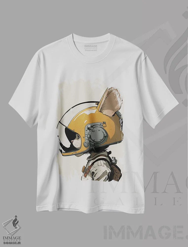تیشرت سفید طرح دار موش فضانورد، هنر دیجیتال اثر دورو آرت | immage.ir