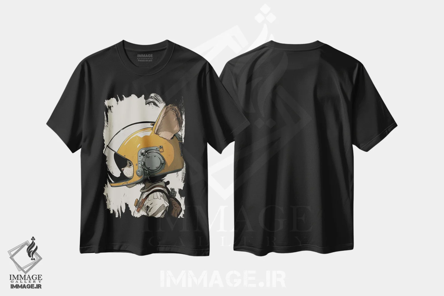 تیشرت مشکی طرح دار موش فضانورد، هنر دیجیتال اثر دورو آرت | فروشگاه ایماژ