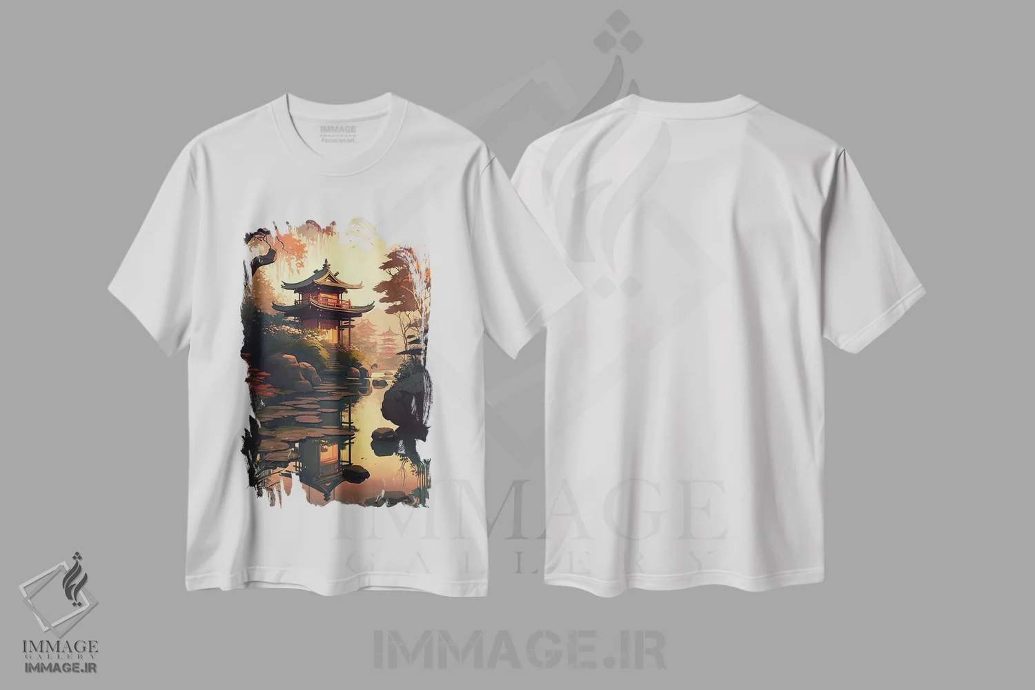 تیشرت سفید طرح دار باغ ژاپنی III، هنر دیجیتال اثر دورو آرت | immage.ir