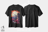 تیشرت مشکی طرح دار هنر فوجی ژاپن، هنر دیجیتال اثر دورو آرت | فروشگاه ایماژ