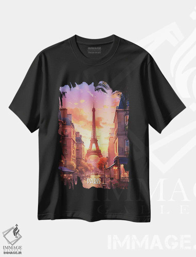 تیشرت مشکی طرح دار هنر شهر پاریس II، هنر دیجیتال اثر دورو آرت | فروشگاه ایماژ