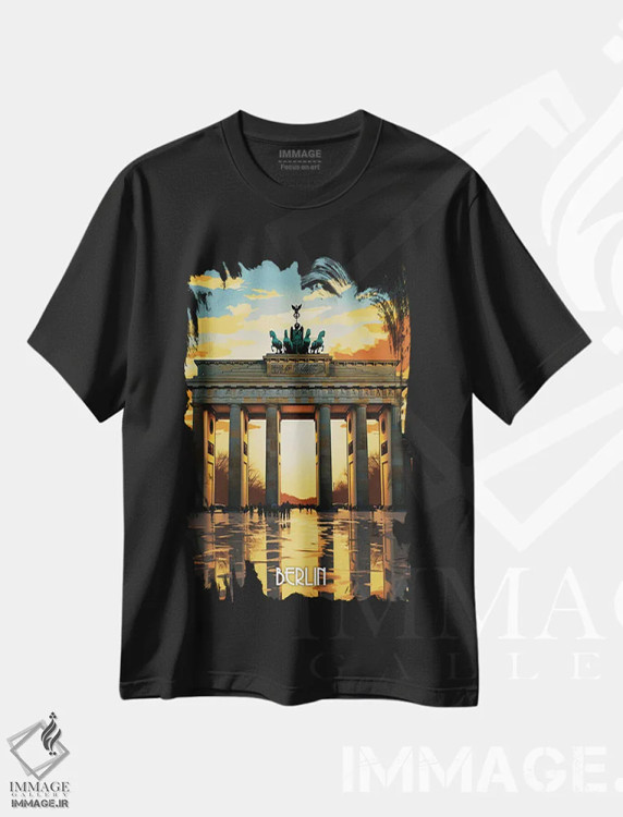 تیشرت مشکی طرح دار هنر شهر برلین II، هنر دیجیتال اثر دورو آرت | فروشگاه ایماژ