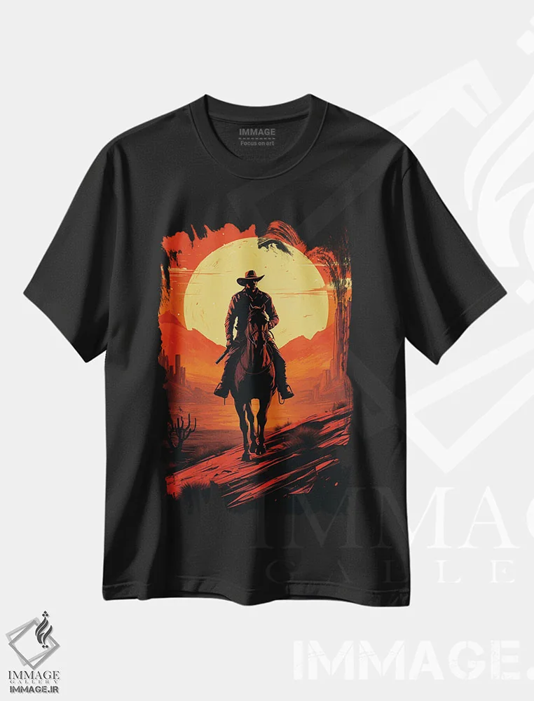 تیشرت مشکی طرح دار سایه روشن کابوی، هنر دیجیتال اثر دورو آرت | immage.ir