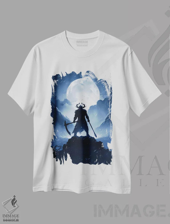 تیشرت سفید طرح دار سایه روشن وایکینگ III، هنر دیجیتال اثر دورو آرت | فروشگاه ایماژ