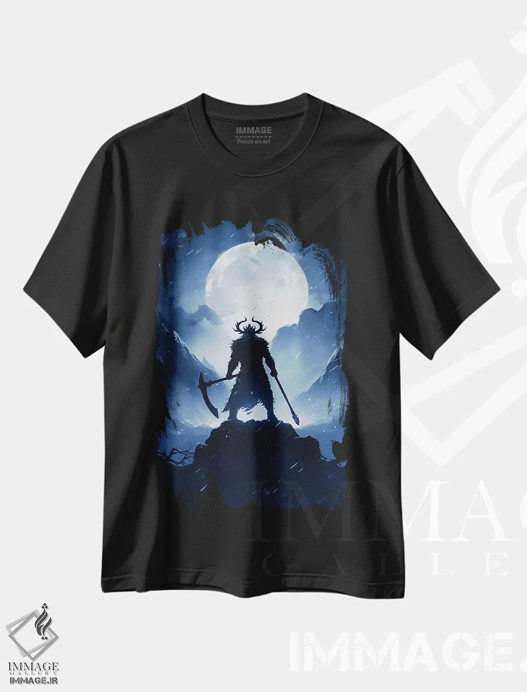 تیشرت مشکی طرح دار سایه روشن وایکینگ III، هنر دیجیتال اثر دورو آرت | immage.ir
