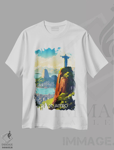 تیشرت سفید طرح دار ریو دو ژانیرو، هنر دیجیتال اثر دورو آرت | فروشگاه ایماژ