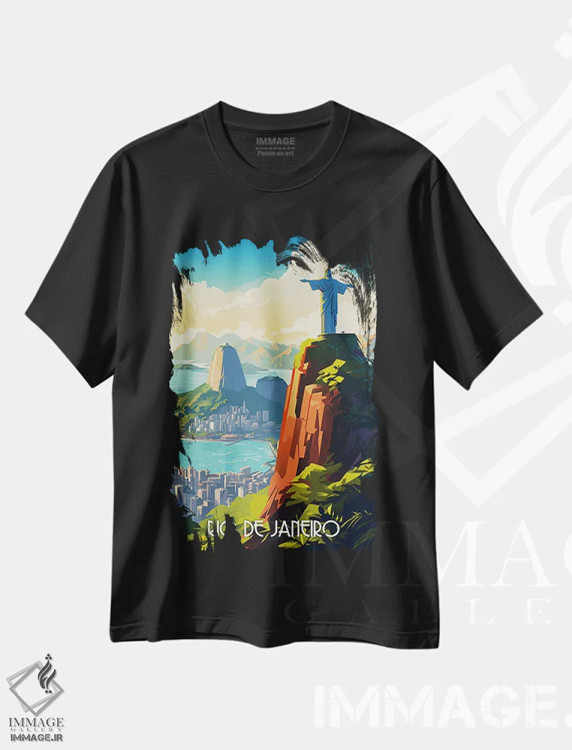 تیشرت مشکی طرح دار ریو دو ژانیرو، هنر دیجیتال اثر دورو آرت | immage.ir