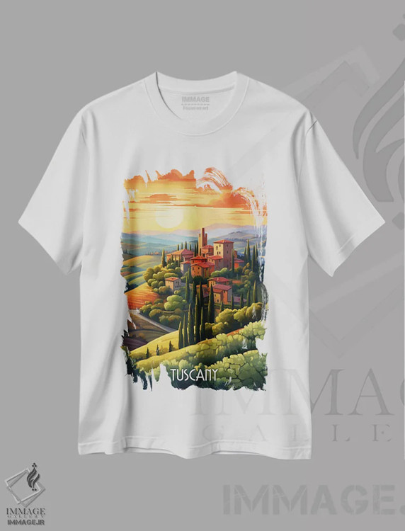 تیشرت سفید طرح دار توسکانی ایتالیا، هنر دیجیتال اثر دورو آرت | immage.ir