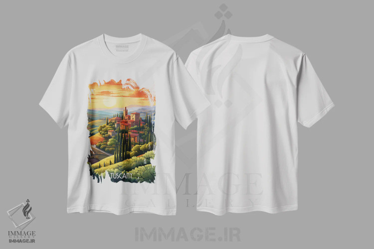 تیشرت سفید طرح دار توسکانی ایتالیا، هنر دیجیتال اثر دورو آرت | immage.ir