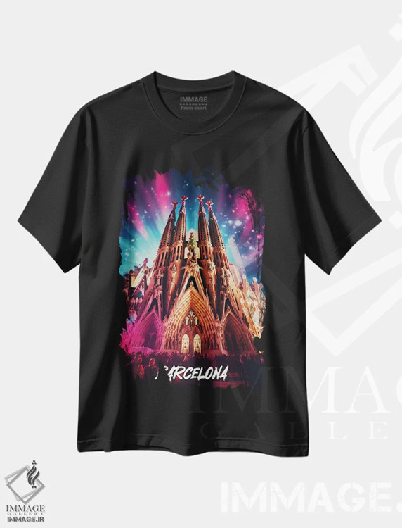 تیشرت مشکی طرح دار بارسلون فانتزی، هنر دیجیتال اثر دورو آرت | فروشگاه ایماژ