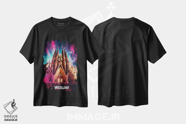 تیشرت مشکی طرح دار بارسلون فانتزی، هنر دیجیتال اثر دورو آرت | فروشگاه ایماژ