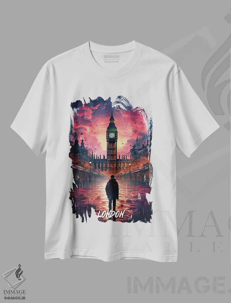 تیشرت سفید طرح دار لندن فانتزی، هنر دیجیتال اثر دورو آرت | immage.ir